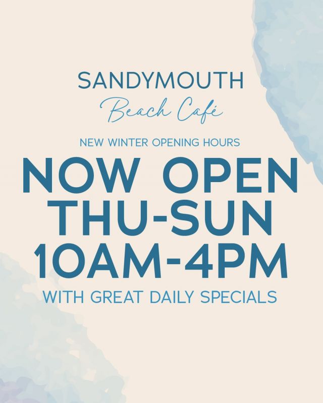 We're now open Thursday to Sunday from 10am until 4pm. Each day we're open we will have great daily specials.

#winter #beach #cafe #bude #kernowfornia #bigupbude