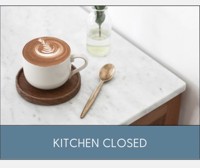 Unfortunately the kitchen will be closed again on Monday. Hopefully for the last time!

We'll still be open for coffee and cakes, etc.